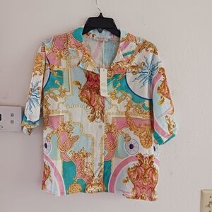 Bellambia Short Sleeve Vibrant Print‎ Top